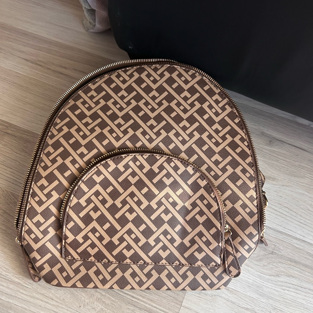 Brown Patterned Backpack - image 1